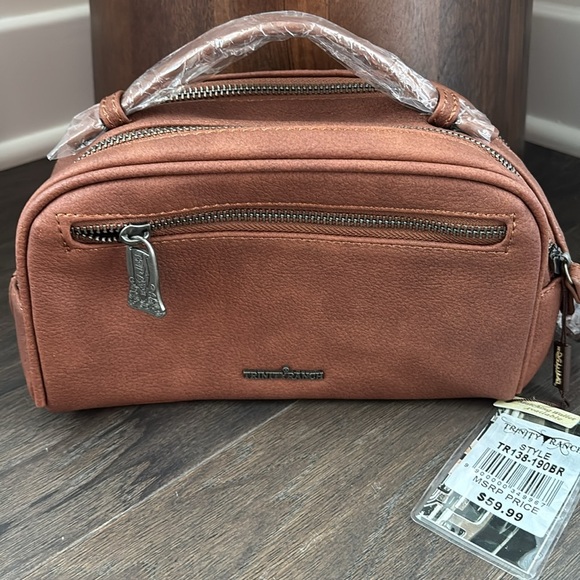 Trinity Ranch Cosmetic/toiletry case,double zipper handle top,braid suede, studs - Picture 3 of 10